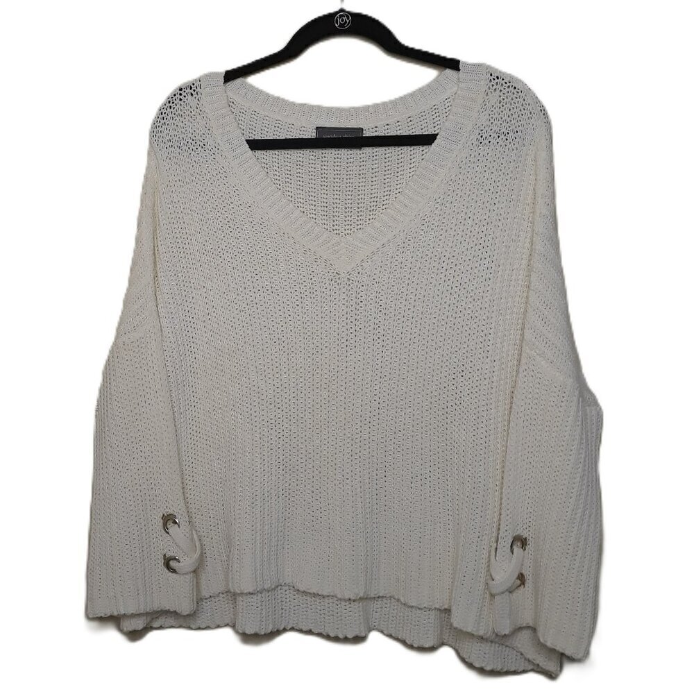 Wooden Ships Off White Sweater XS Open Weave Festival Indie Lagenlook